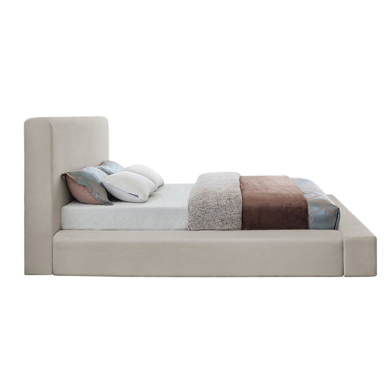 Coby Linen Textured Fabric Bed - Beige