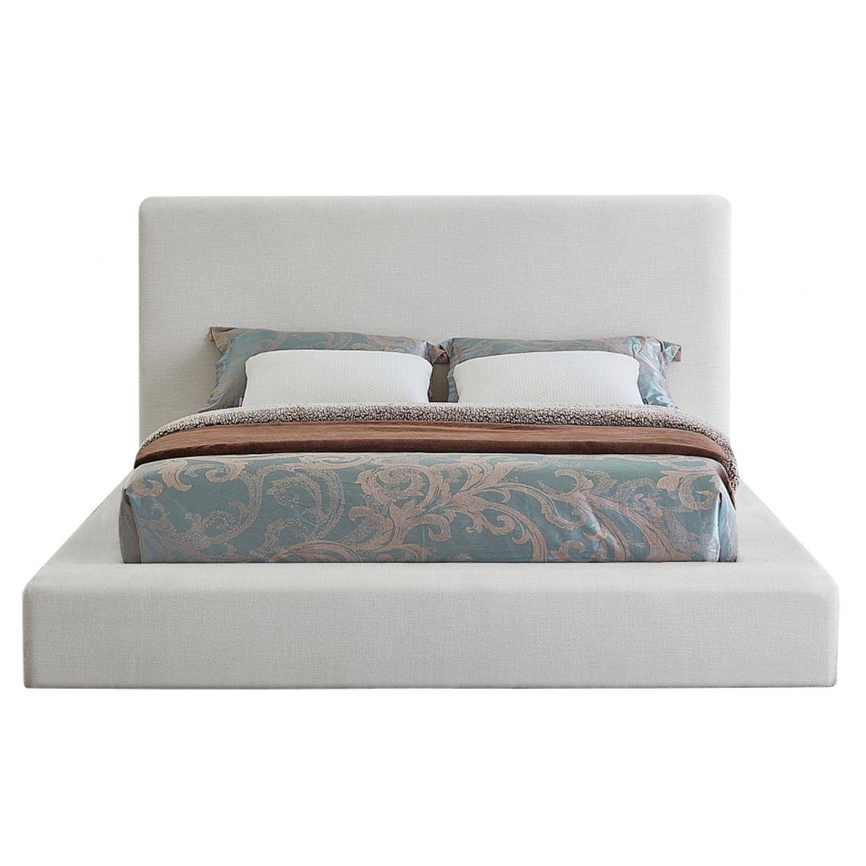 Coby Linen Textured Fabric Bed - Cream