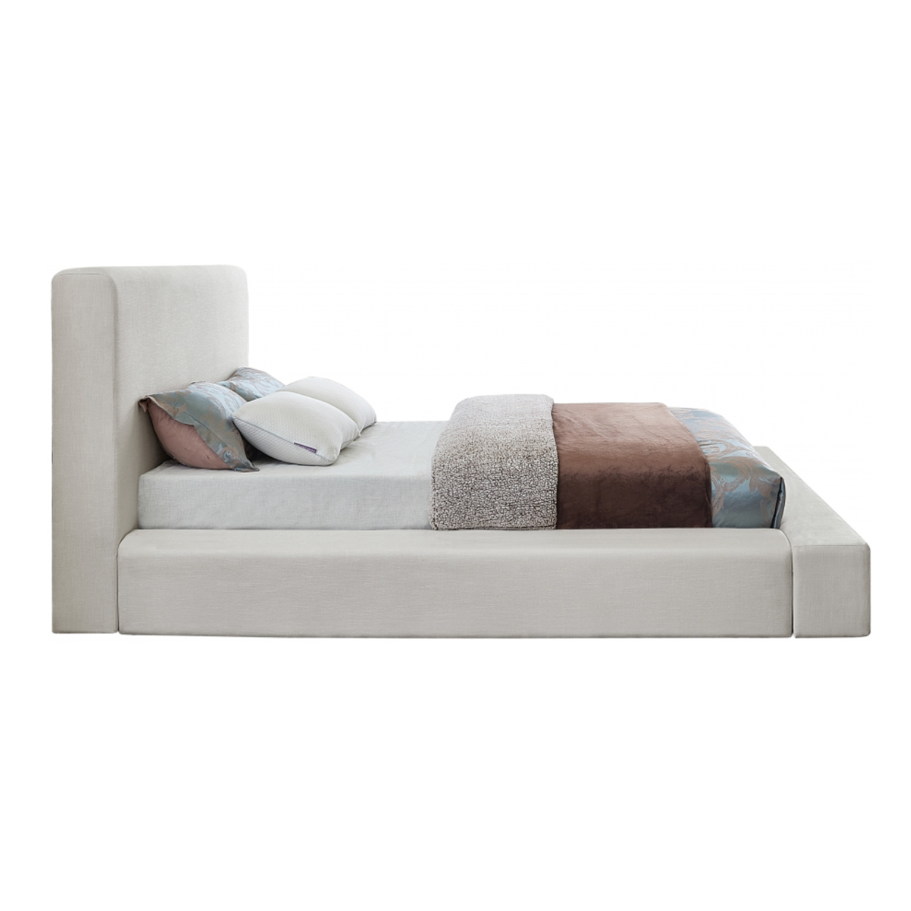 Coby Linen Textured Fabric Bed - Cream
