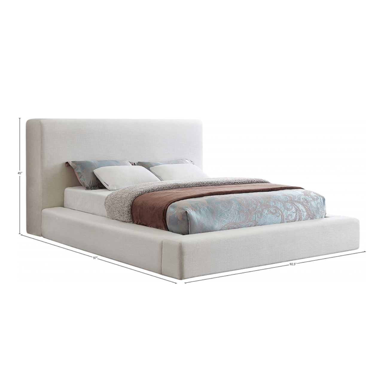 Coby Linen Textured Fabric Bed - Cream