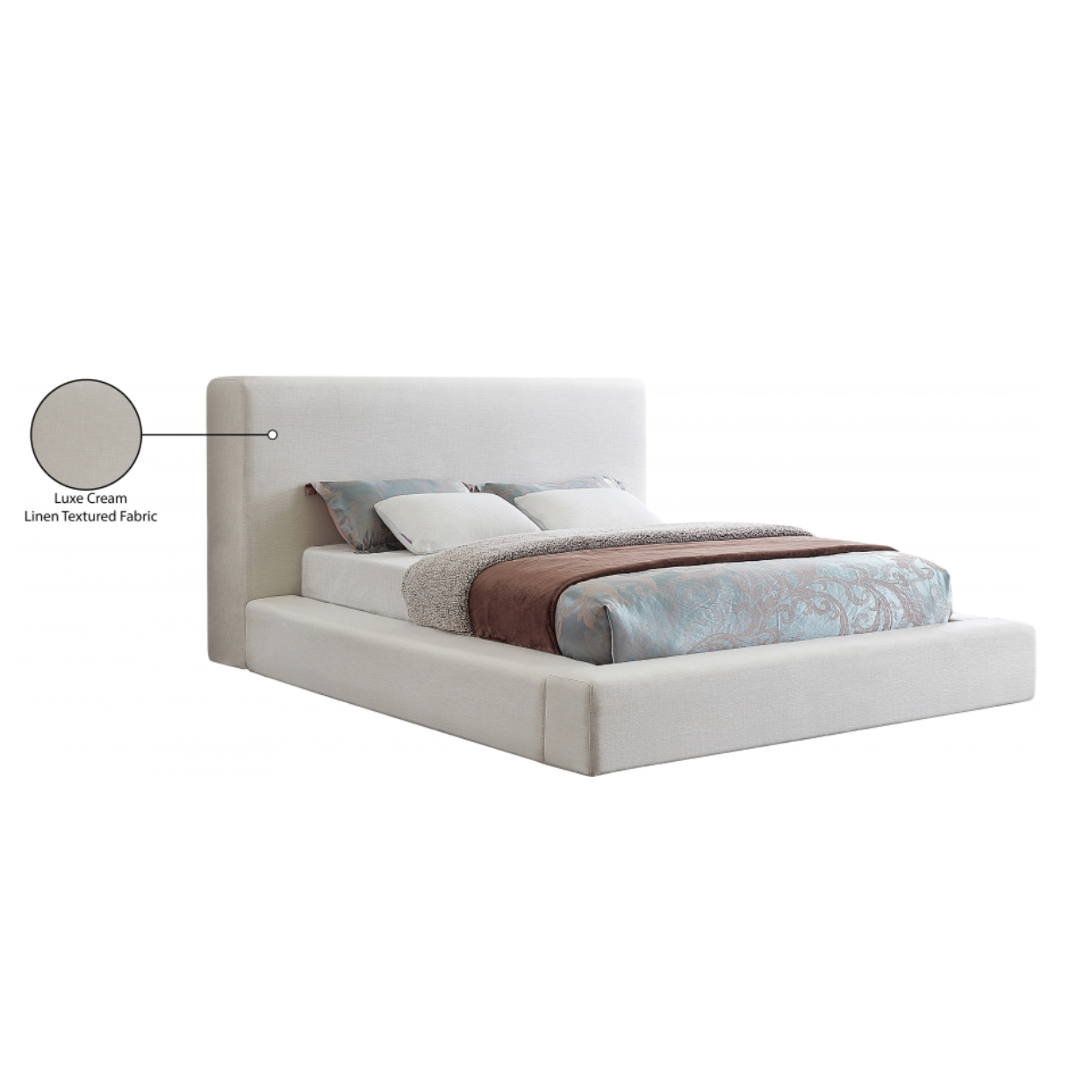 Coby Linen Textured Fabric Bed - Cream