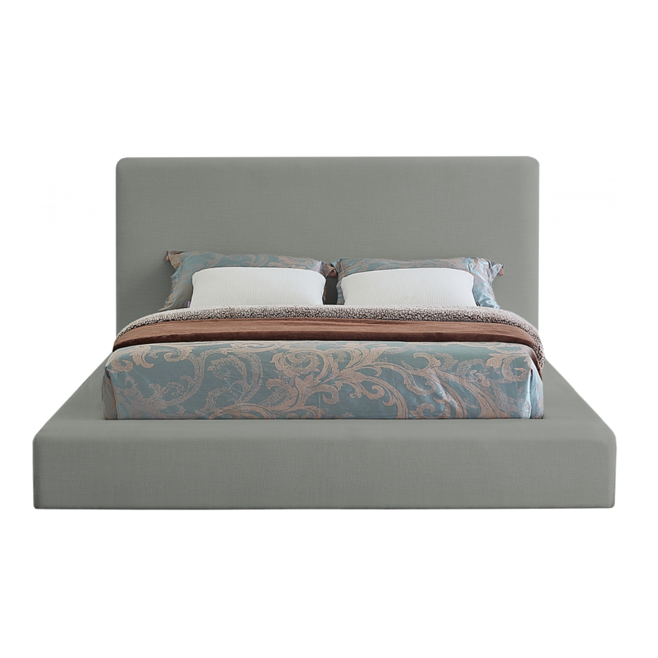 Coby Linen Textured Fabric Bed - Grey