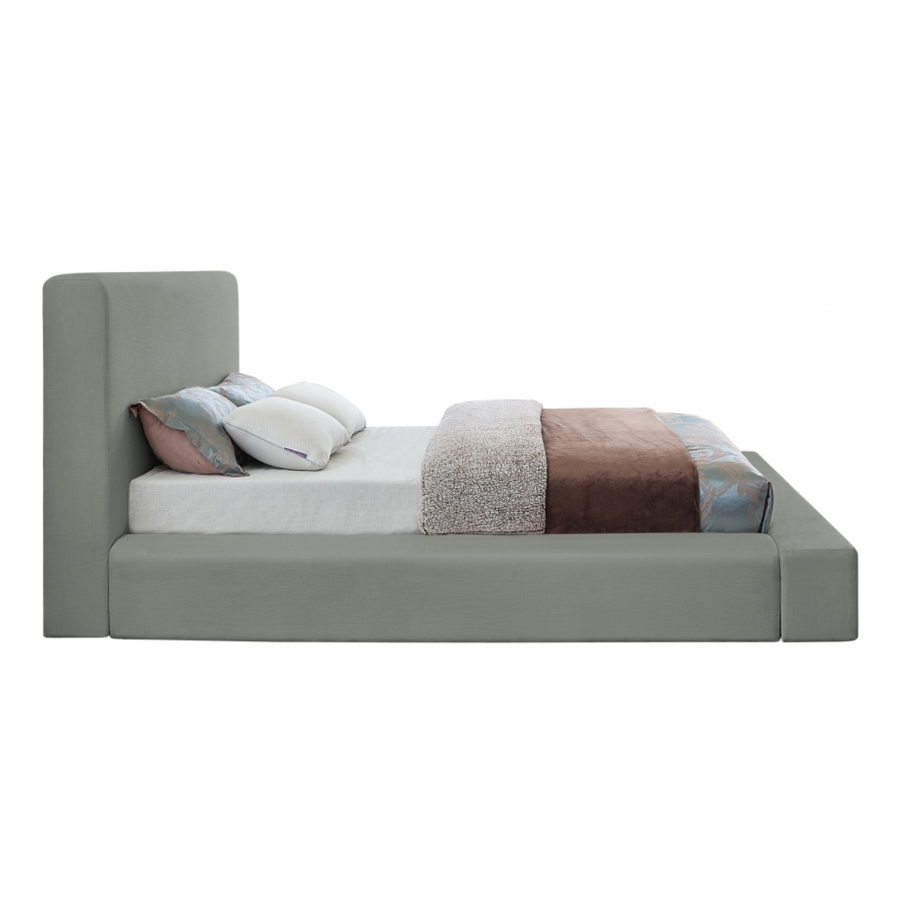 Coby Linen Textured Fabric Bed - Grey