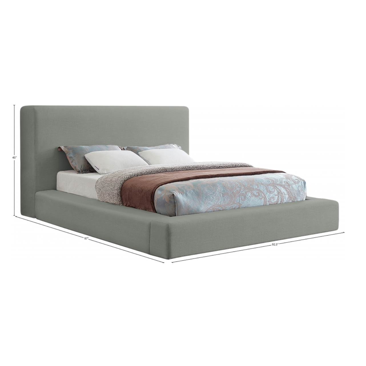 Coby Linen Textured Fabric Bed - Grey