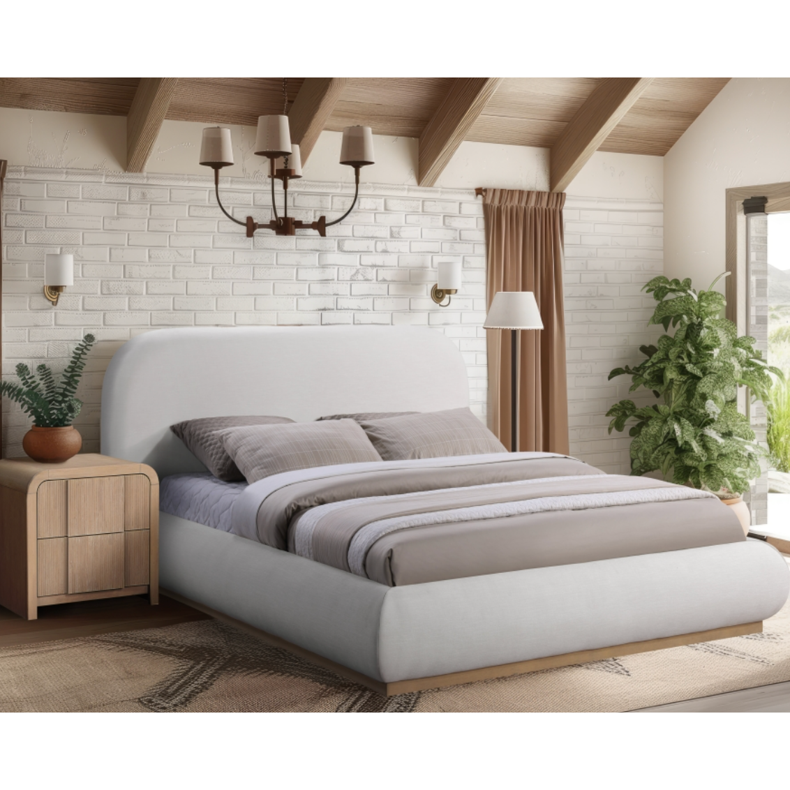 Tristen Linen Textured Bed - Cream