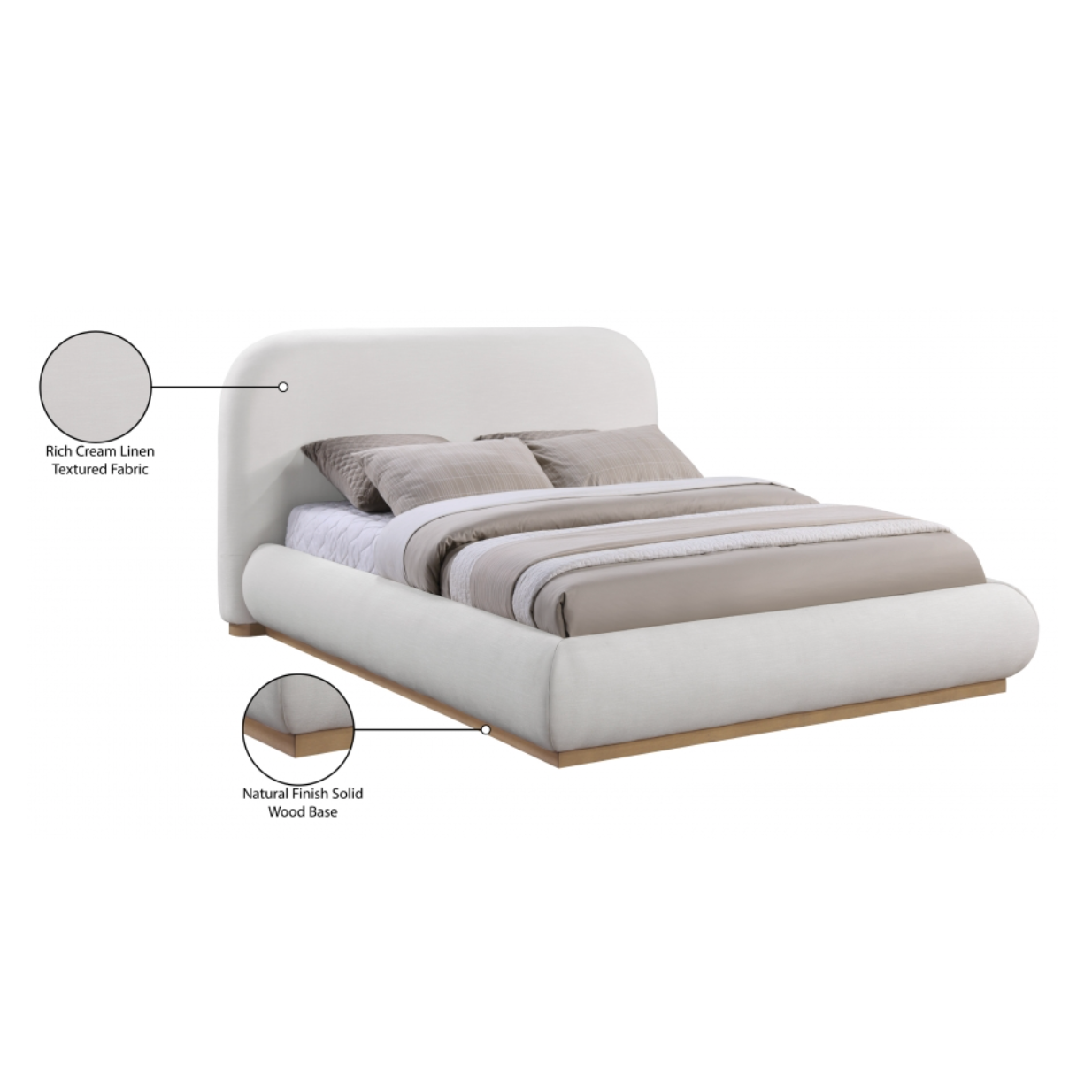 Tristen Linen Textured Bed - Cream