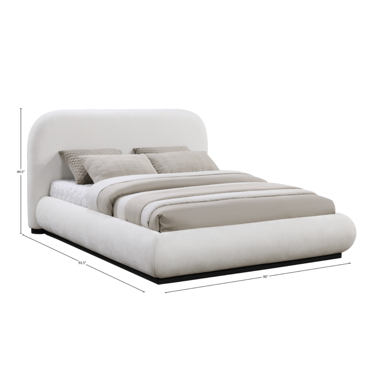 Tristen Chenille Fabric Bed - Cream