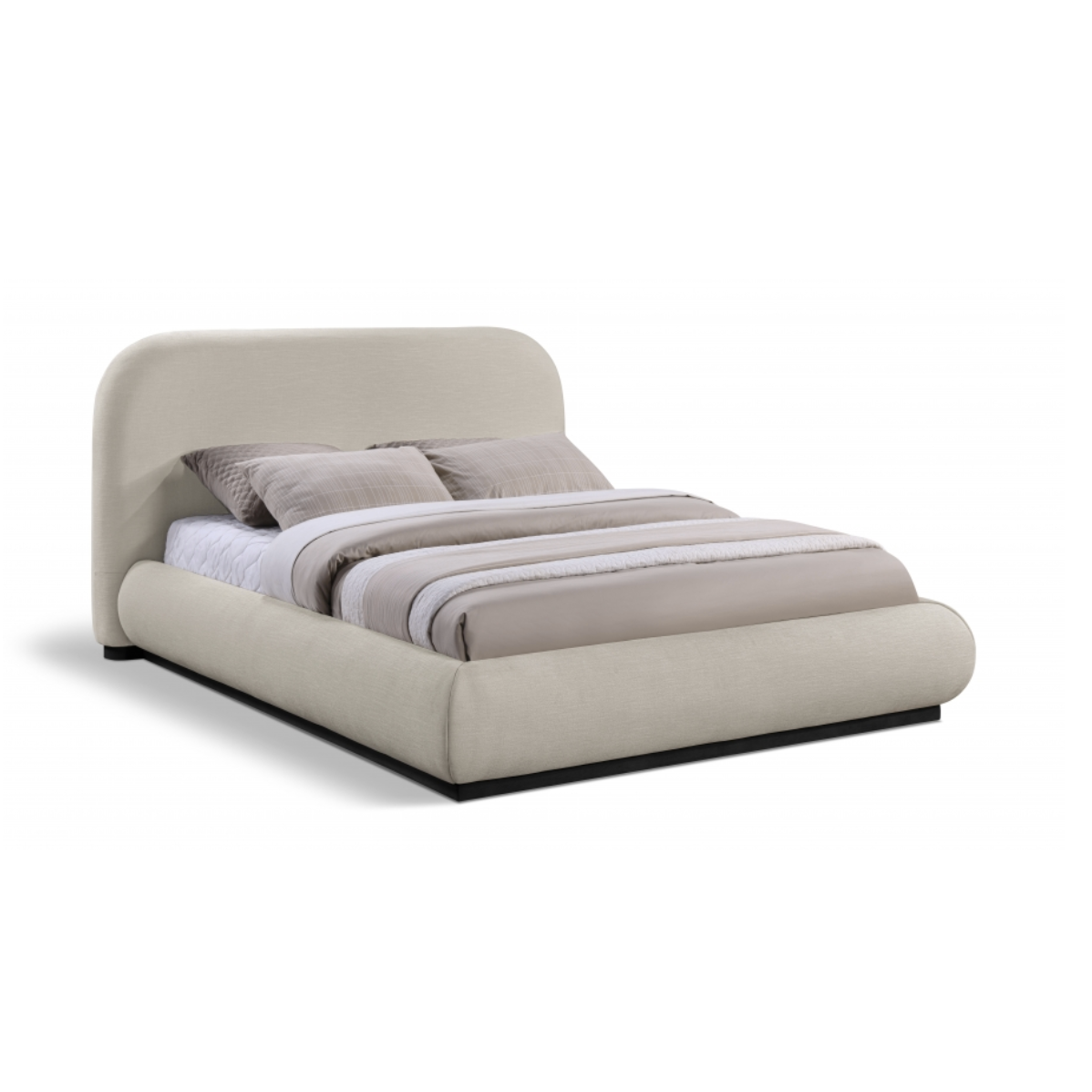 Tristen Chenille Fabric Bed - Beige