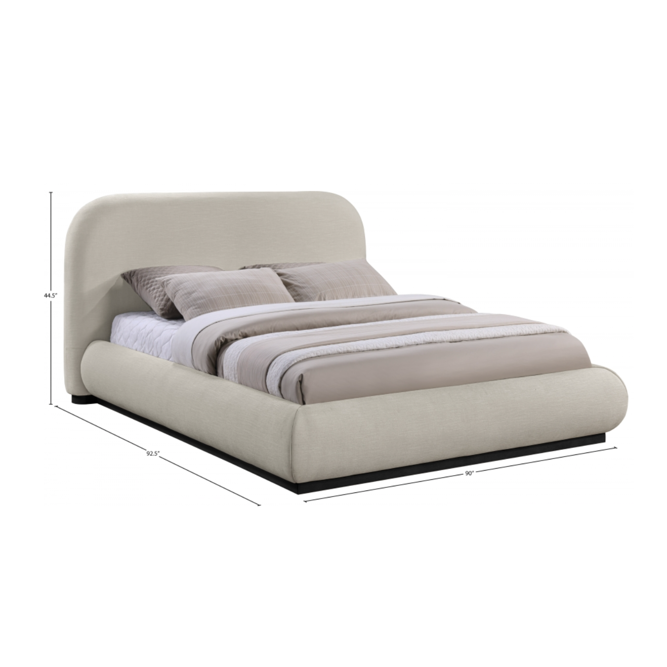 Tristen Chenille Fabric Bed - Beige