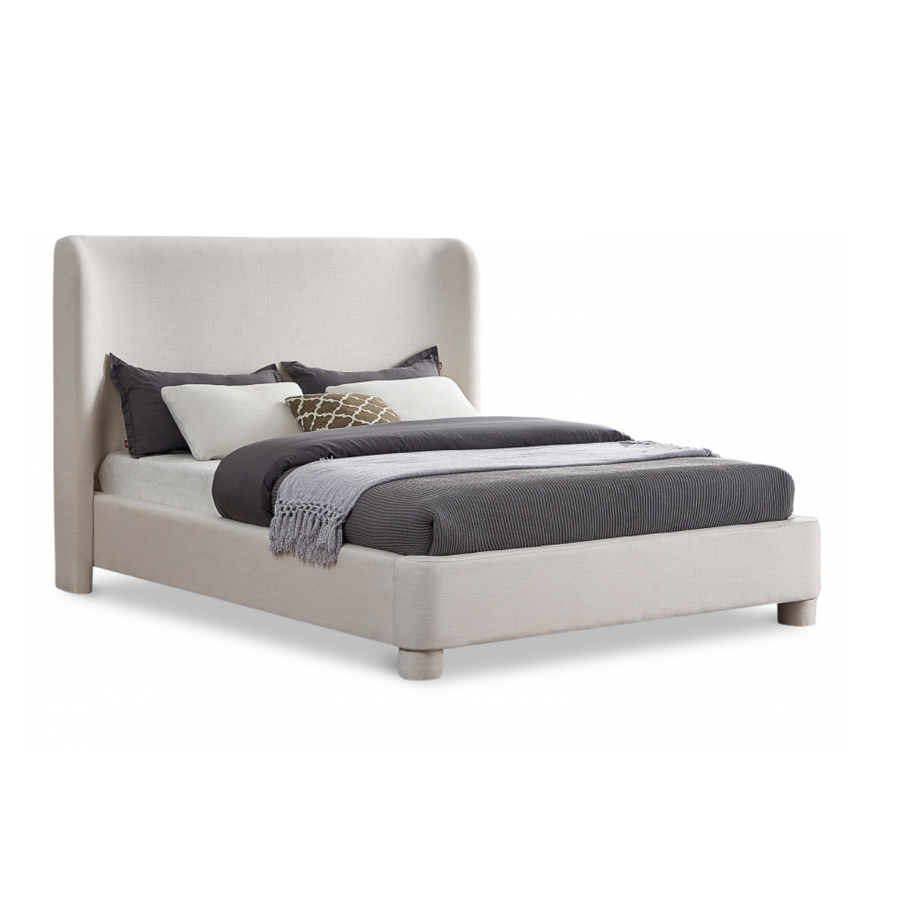 Brandi Linen Textured Fabric Bed - Cream