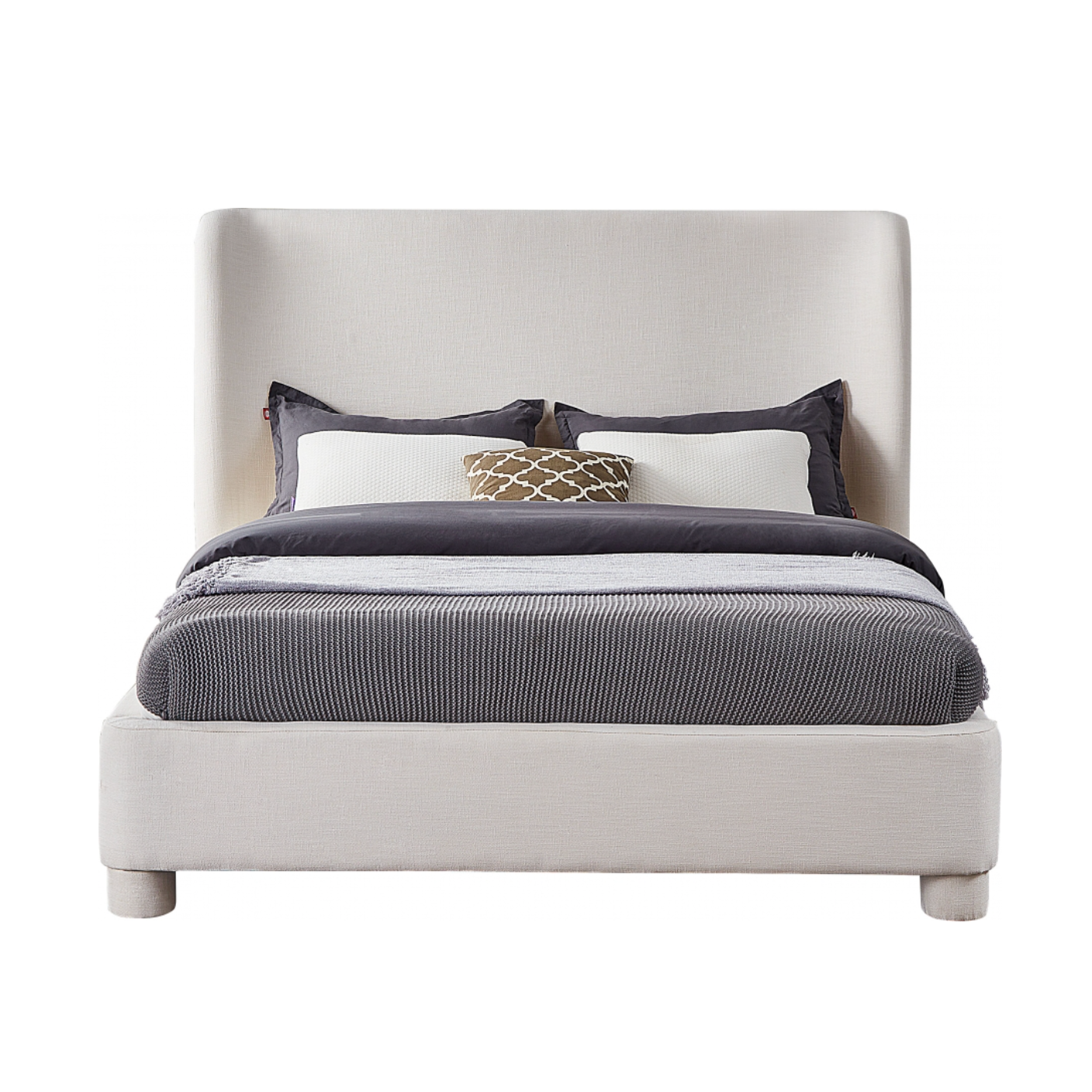 Brandi Linen Textured Fabric Bed - Cream