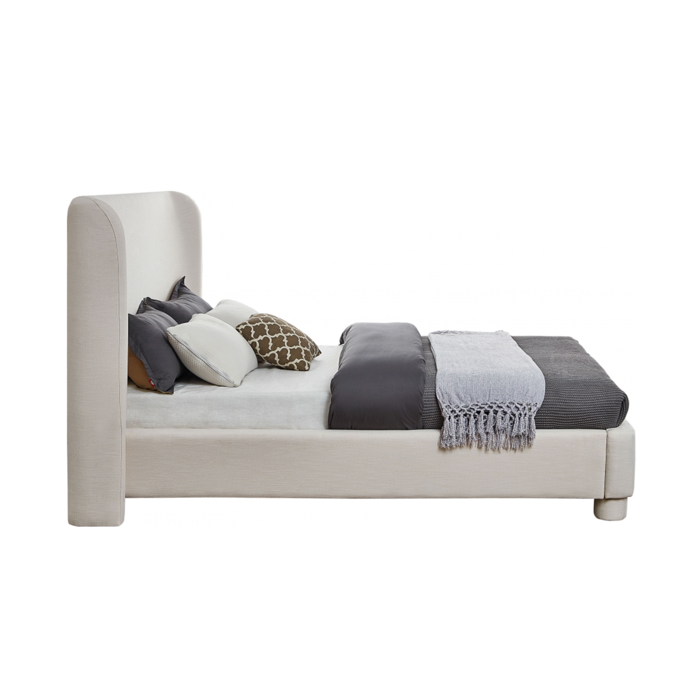 Brandi Linen Textured Fabric Bed - Cream
