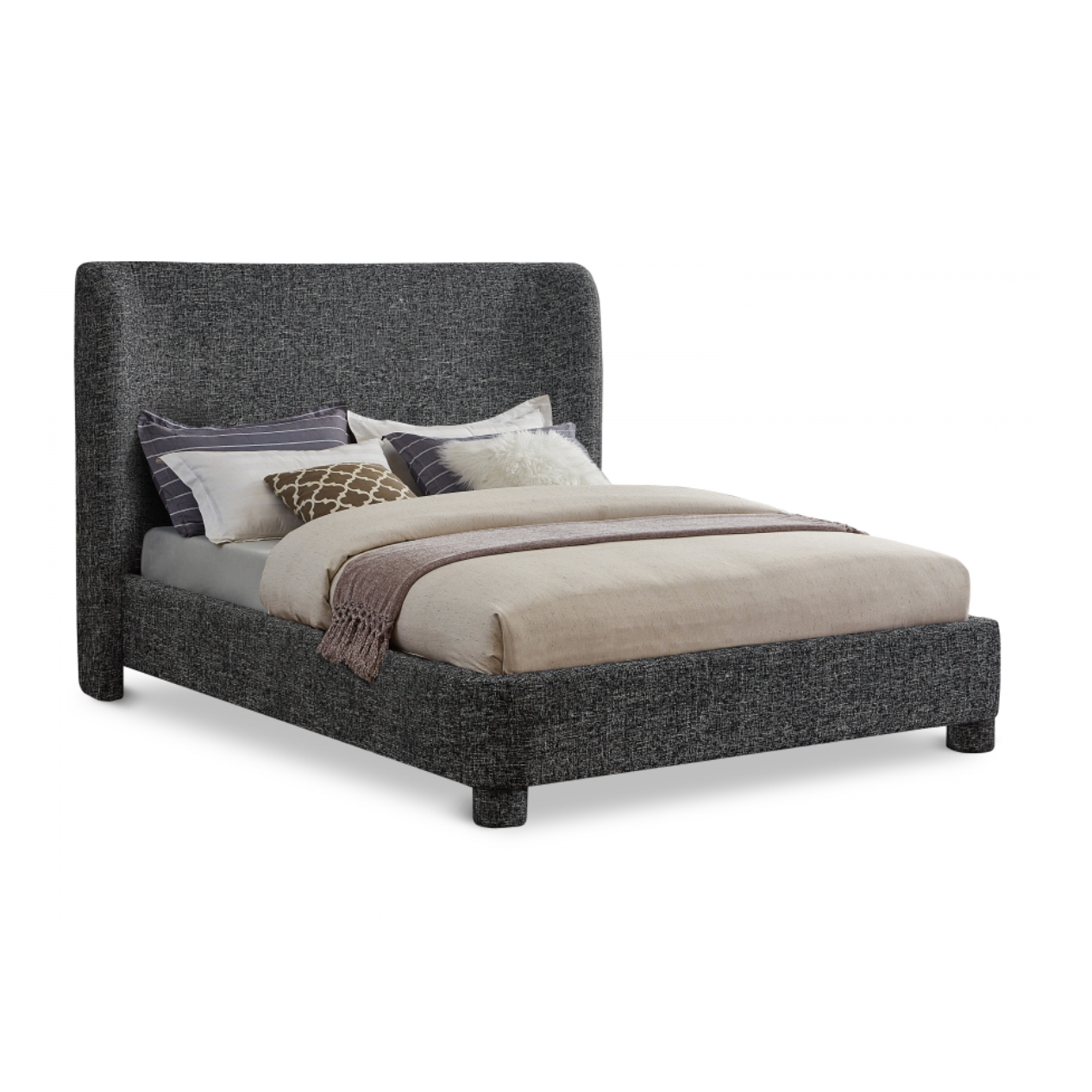 Brandi Linen Textured Fabric Bed - Black