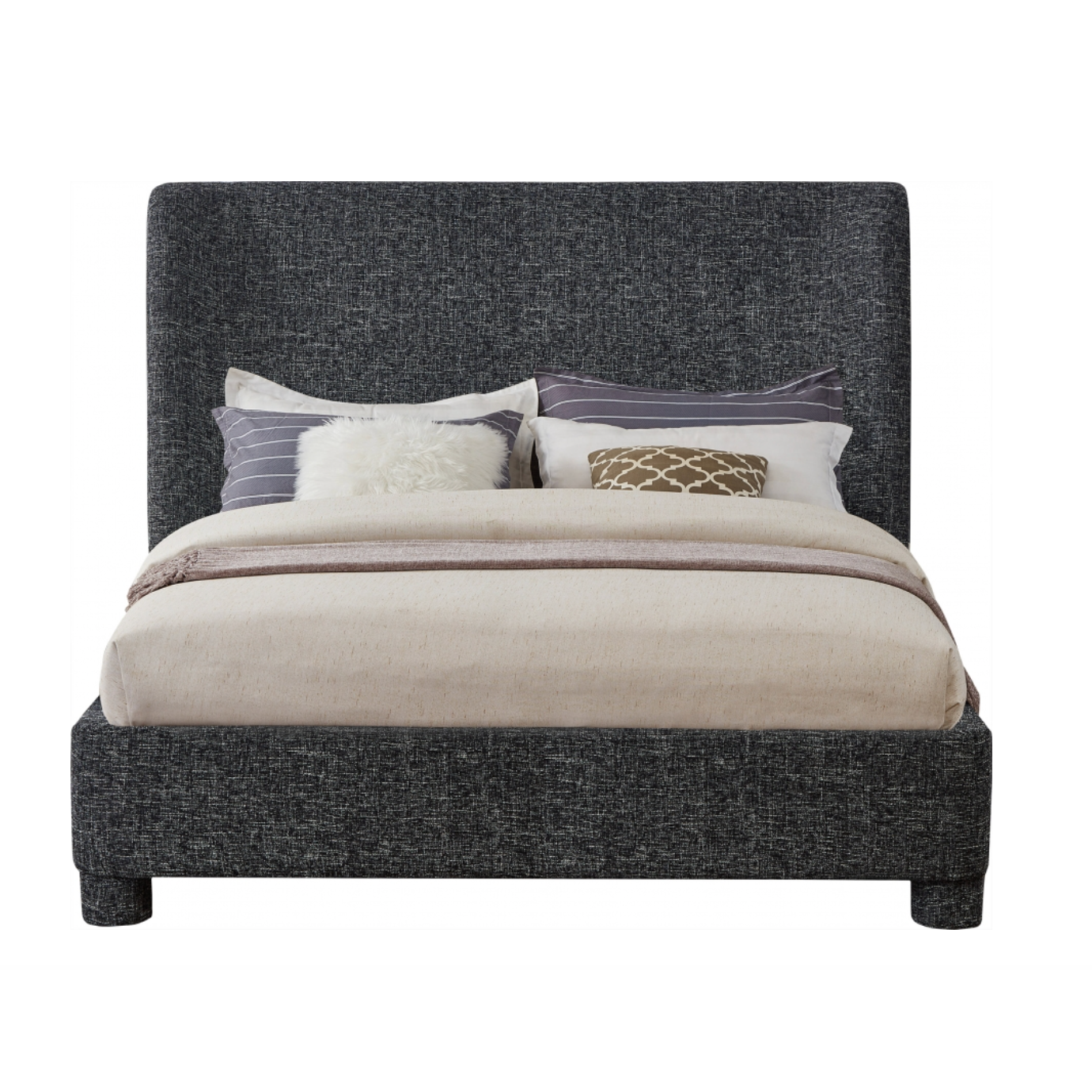Brandi Linen Textured Fabric Bed - Black