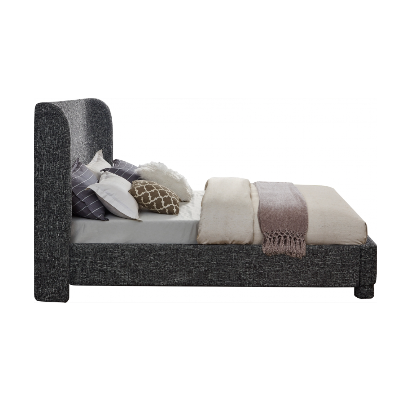 Brandi Linen Textured Fabric Bed - Black