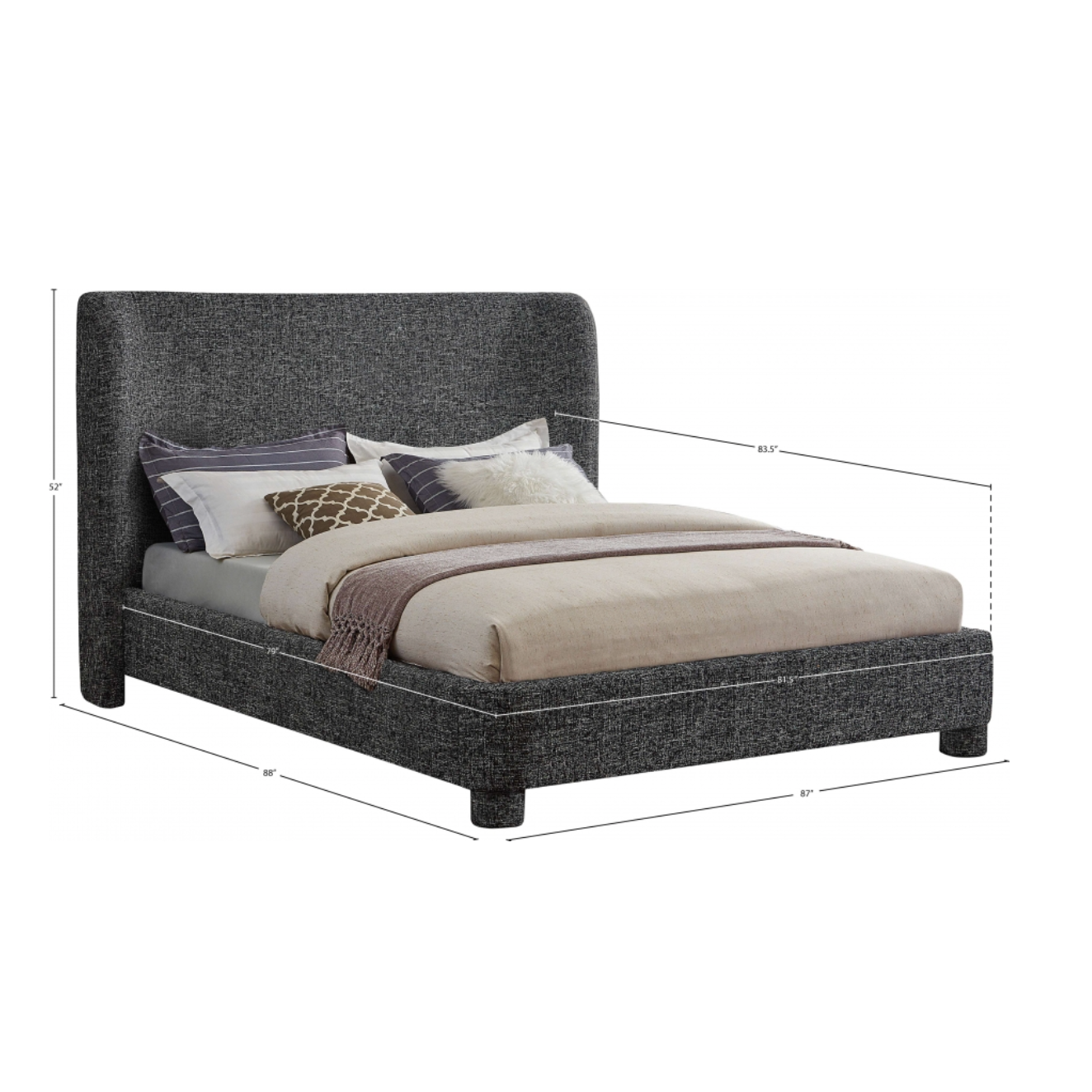 Brandi Linen Textured Fabric Bed - Black