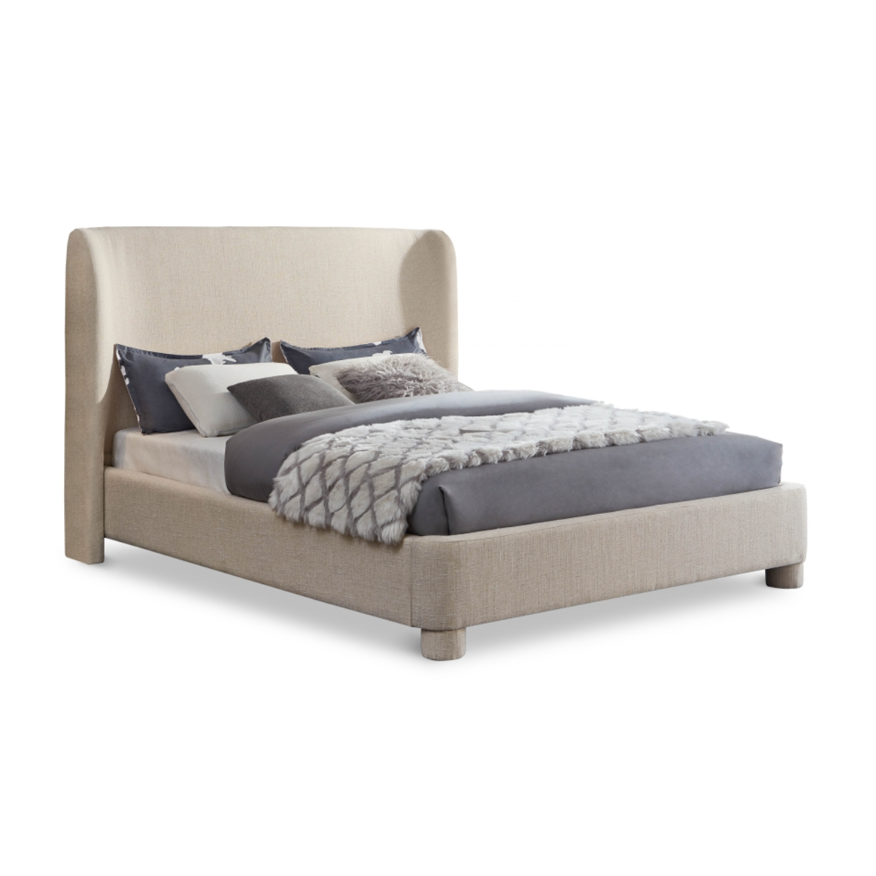 Brandi Linen Textured Fabric Bed - Beige