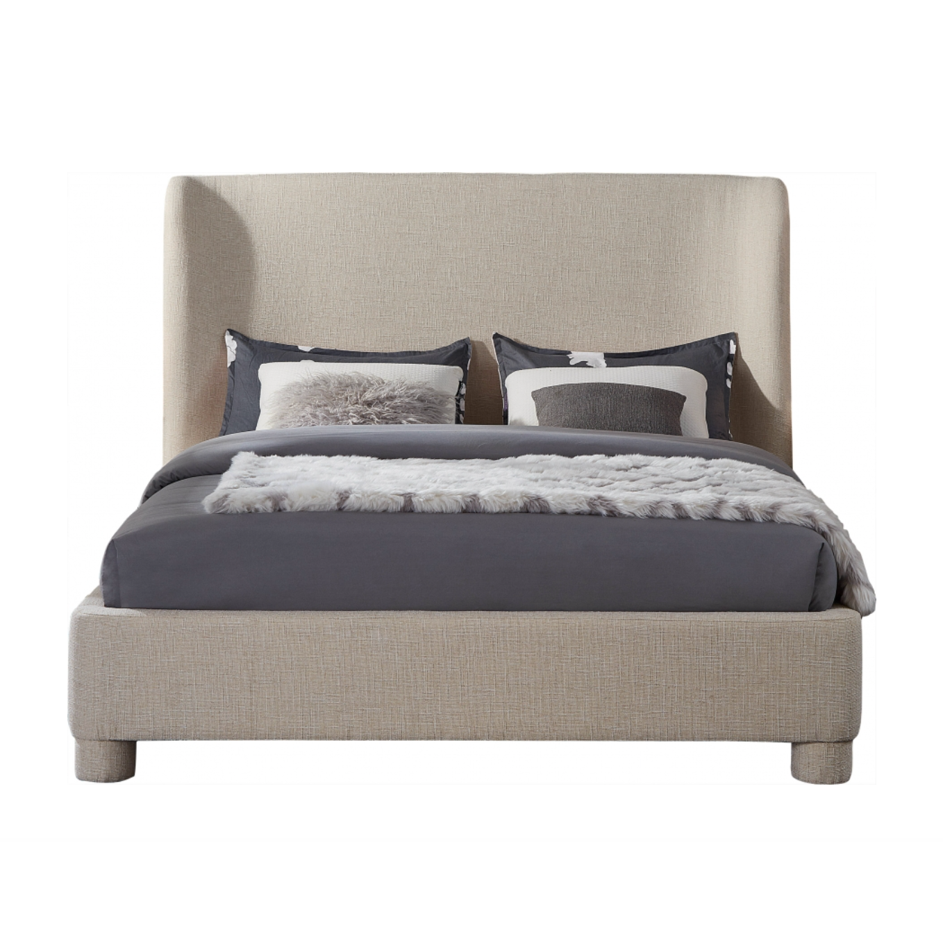 Brandi Linen Textured Fabric Bed - Beige