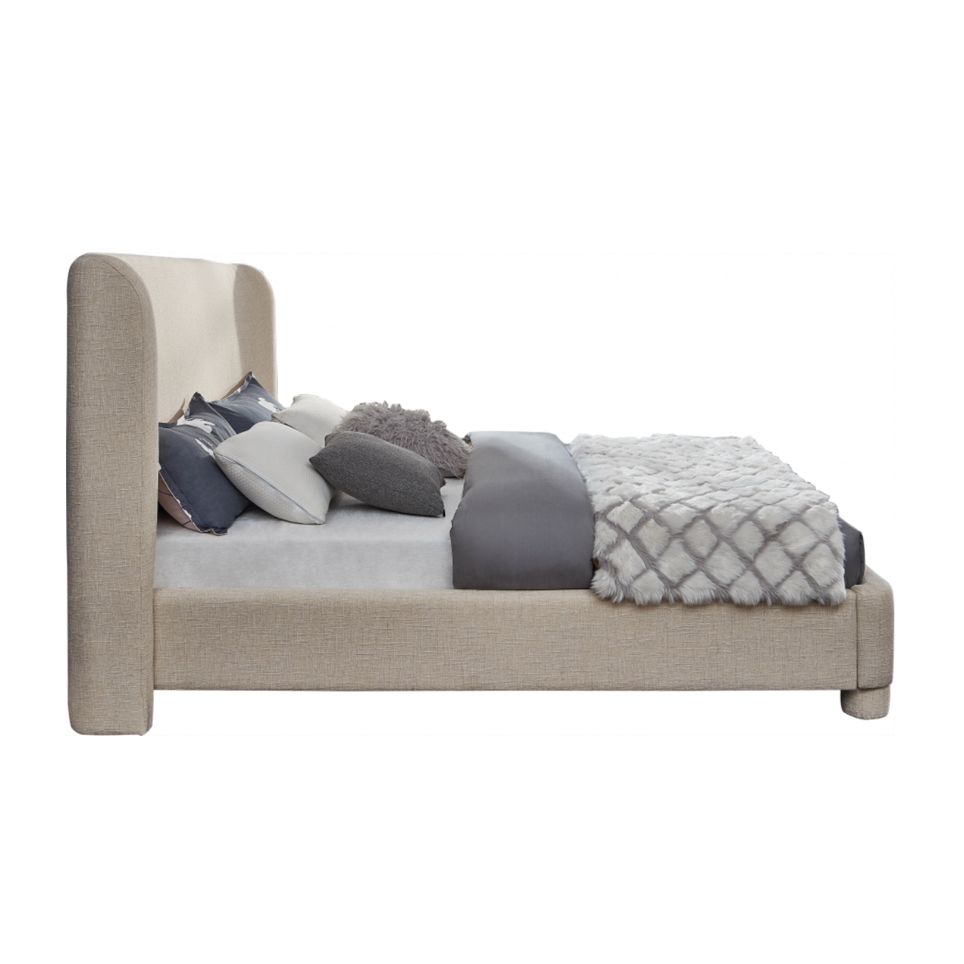Brandi Linen Textured Fabric Bed - Beige