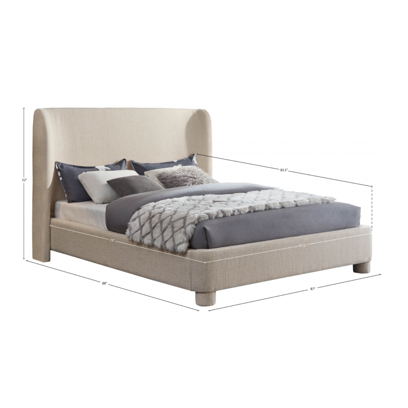 Brandi Linen Textured Fabric Bed - Beige