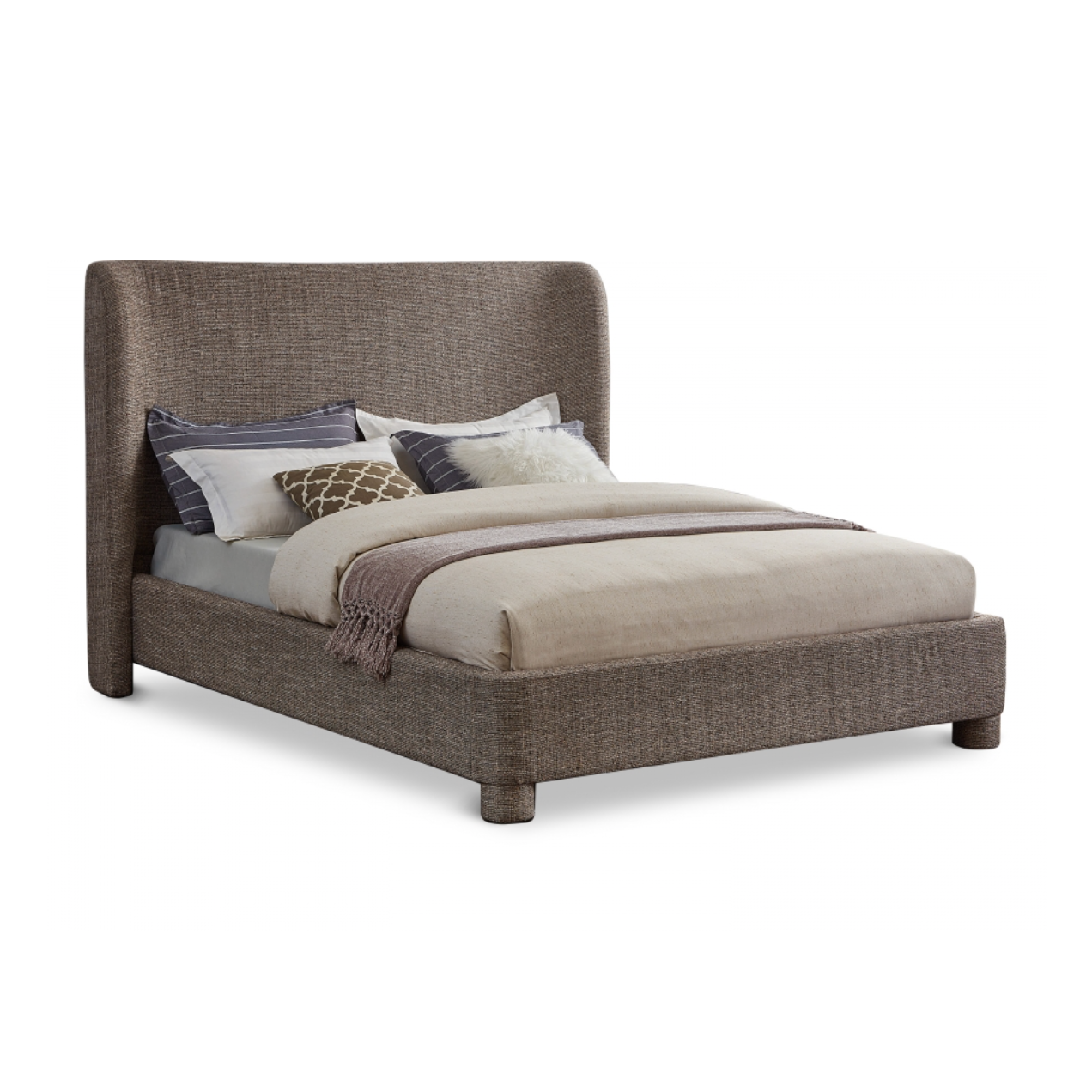 Brandi Linen Textured Fabric Bed - Brown