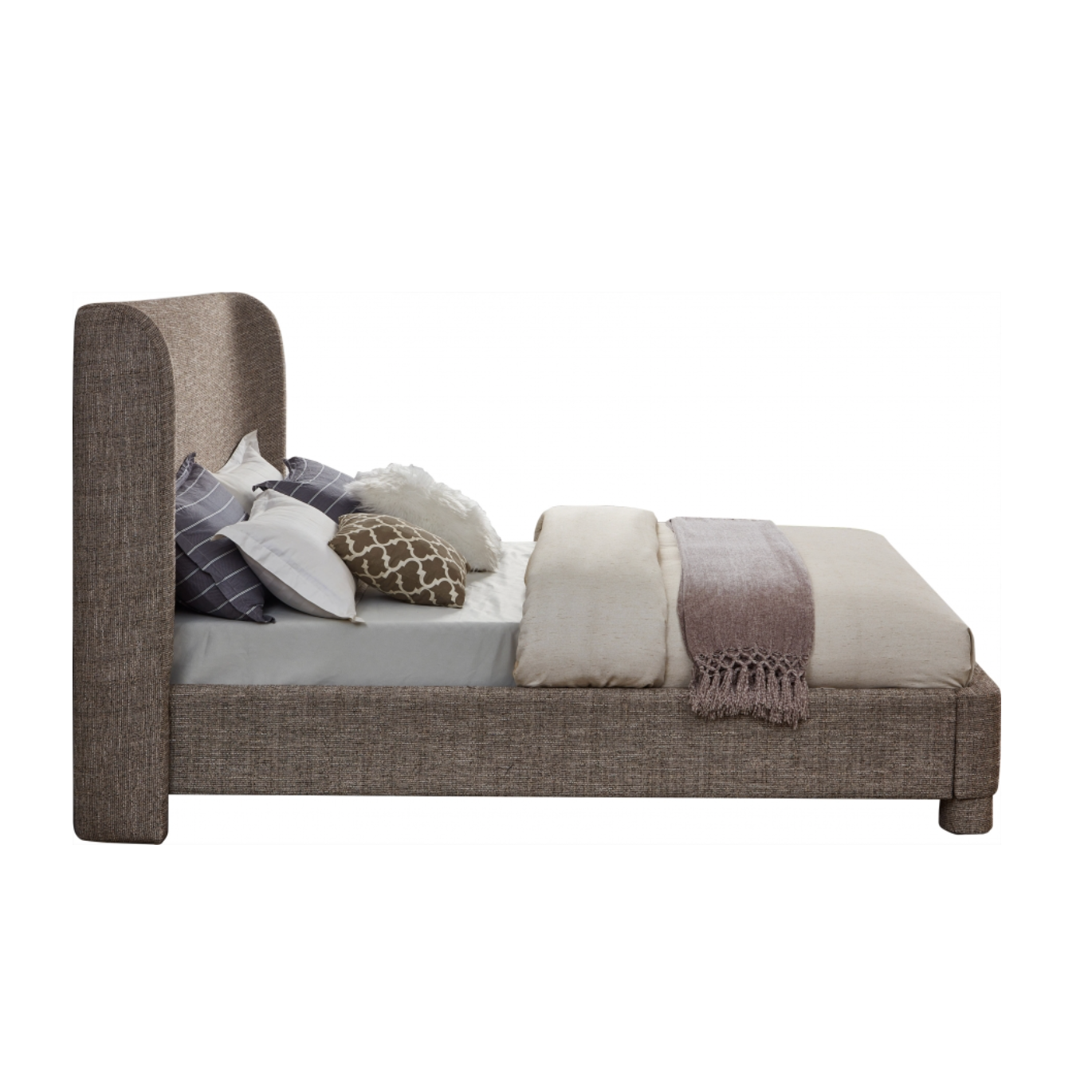Brandi Linen Textured Fabric Bed - Brown