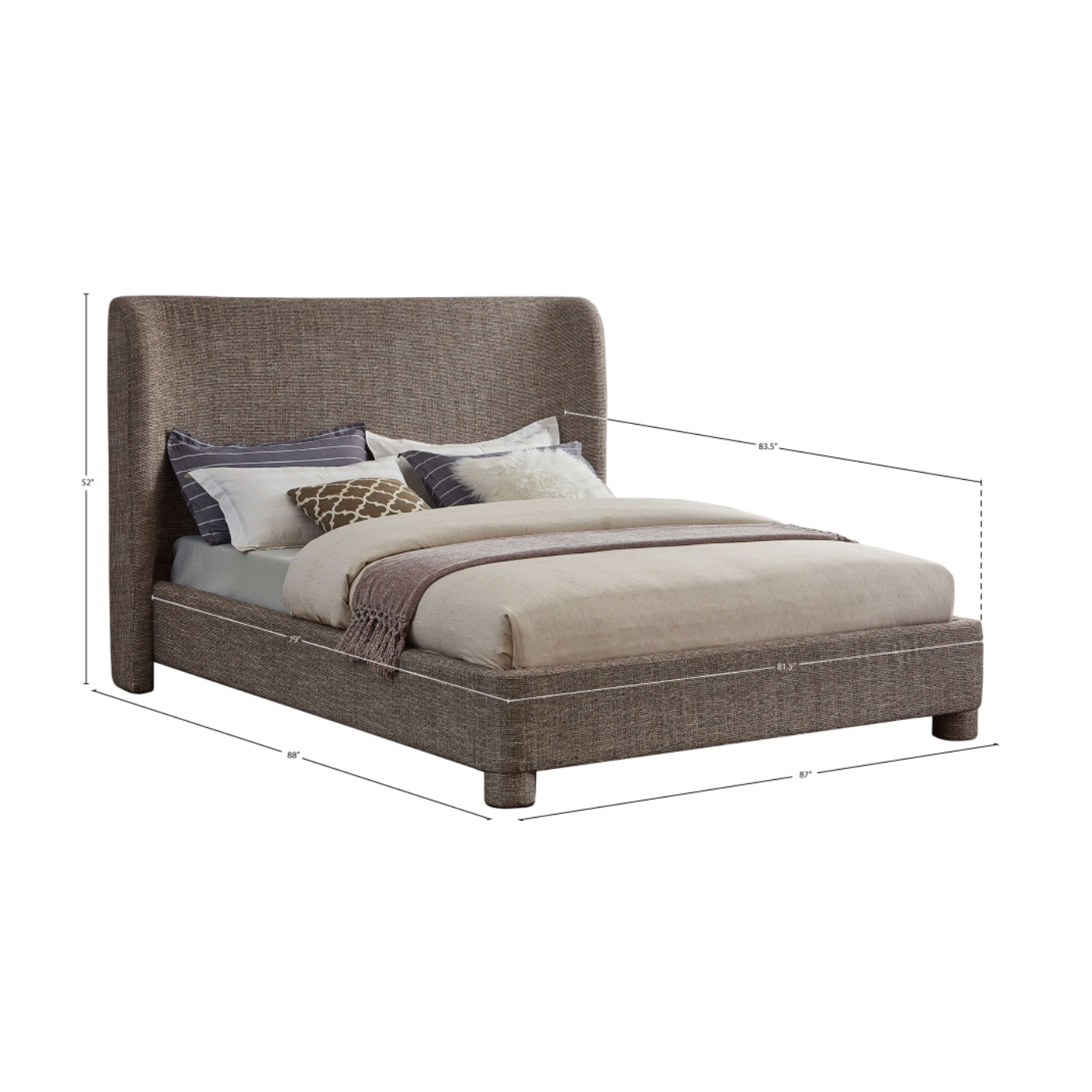 Brandi Linen Textured Fabric Bed - Brown