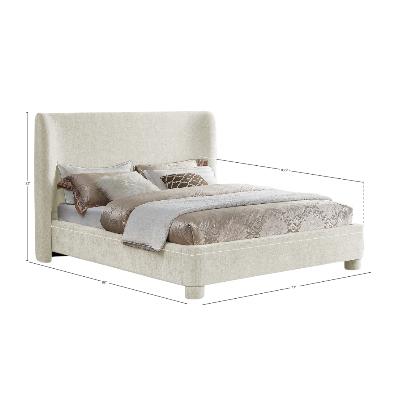Brandi Chenille Fabric Bed - Cream