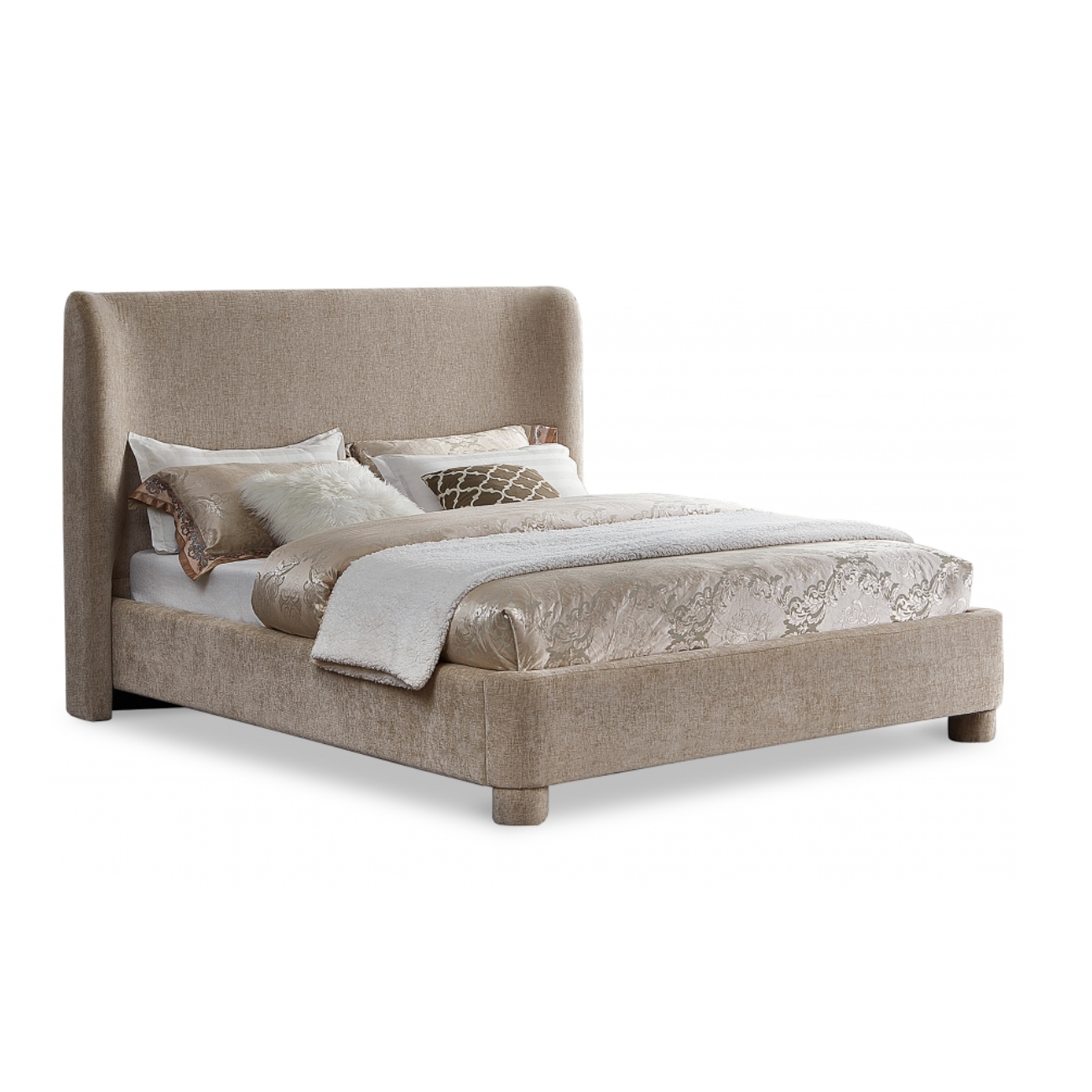 Brandi Chenille Fabric Bed - Beige