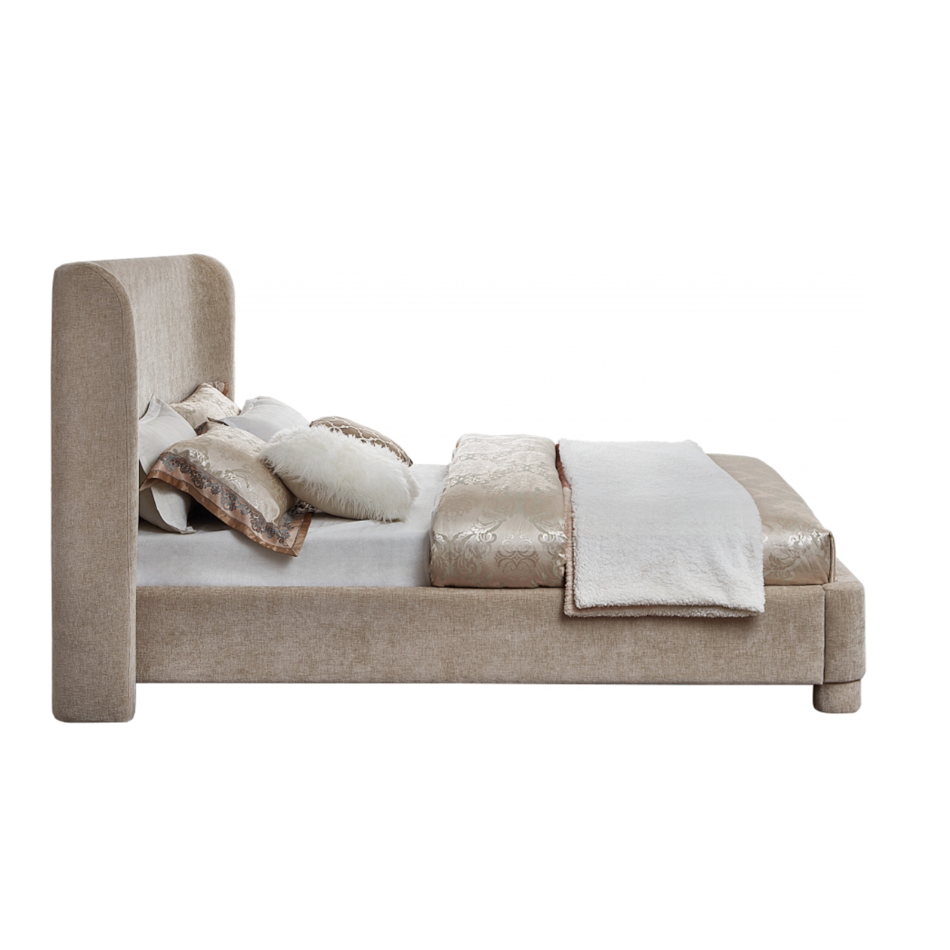 Brandi Chenille Fabric Bed - Beige