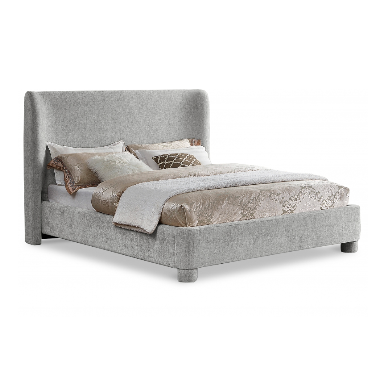Brandi Chenille Fabric Bed - Grey