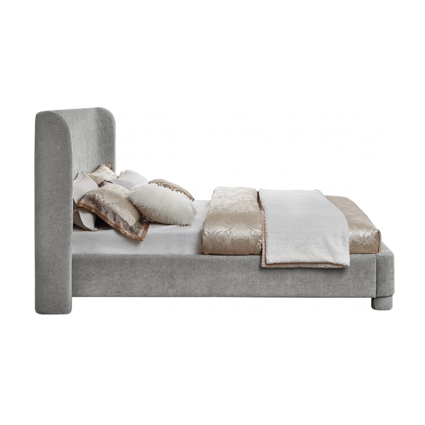 Brandi Chenille Fabric Bed - Grey