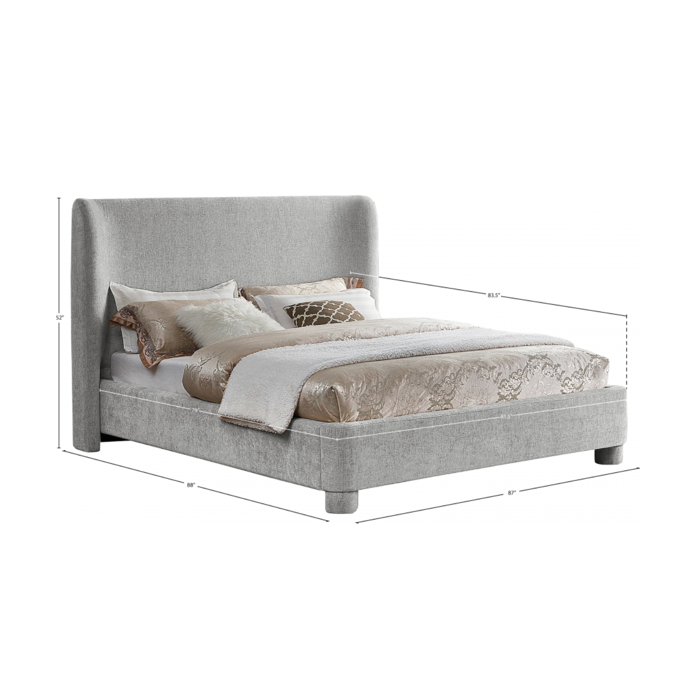 Brandi Chenille Fabric Bed - Grey