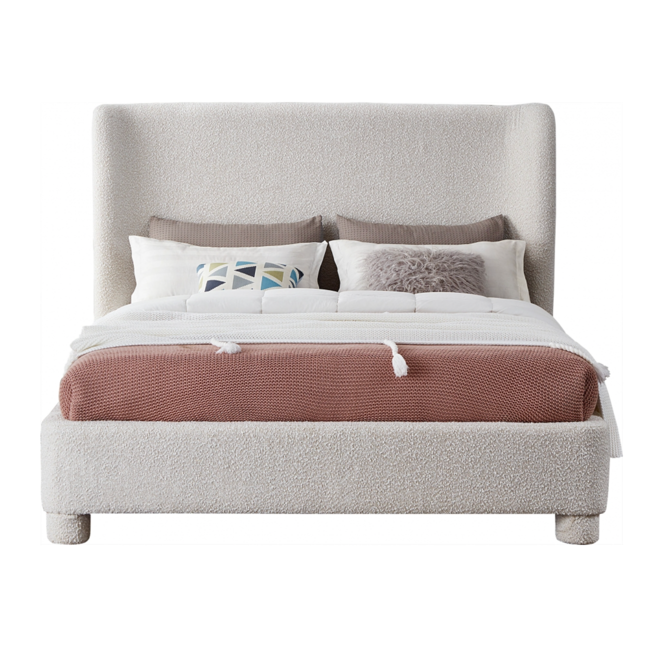 Brandi Boucle Fabric Bed - Cream