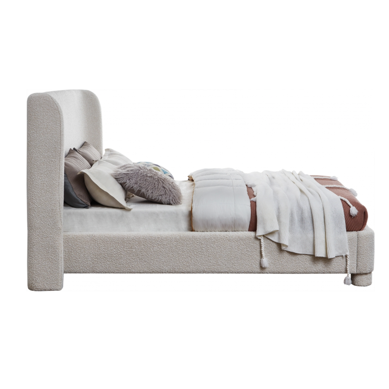 Brandi Boucle Fabric Bed - Cream