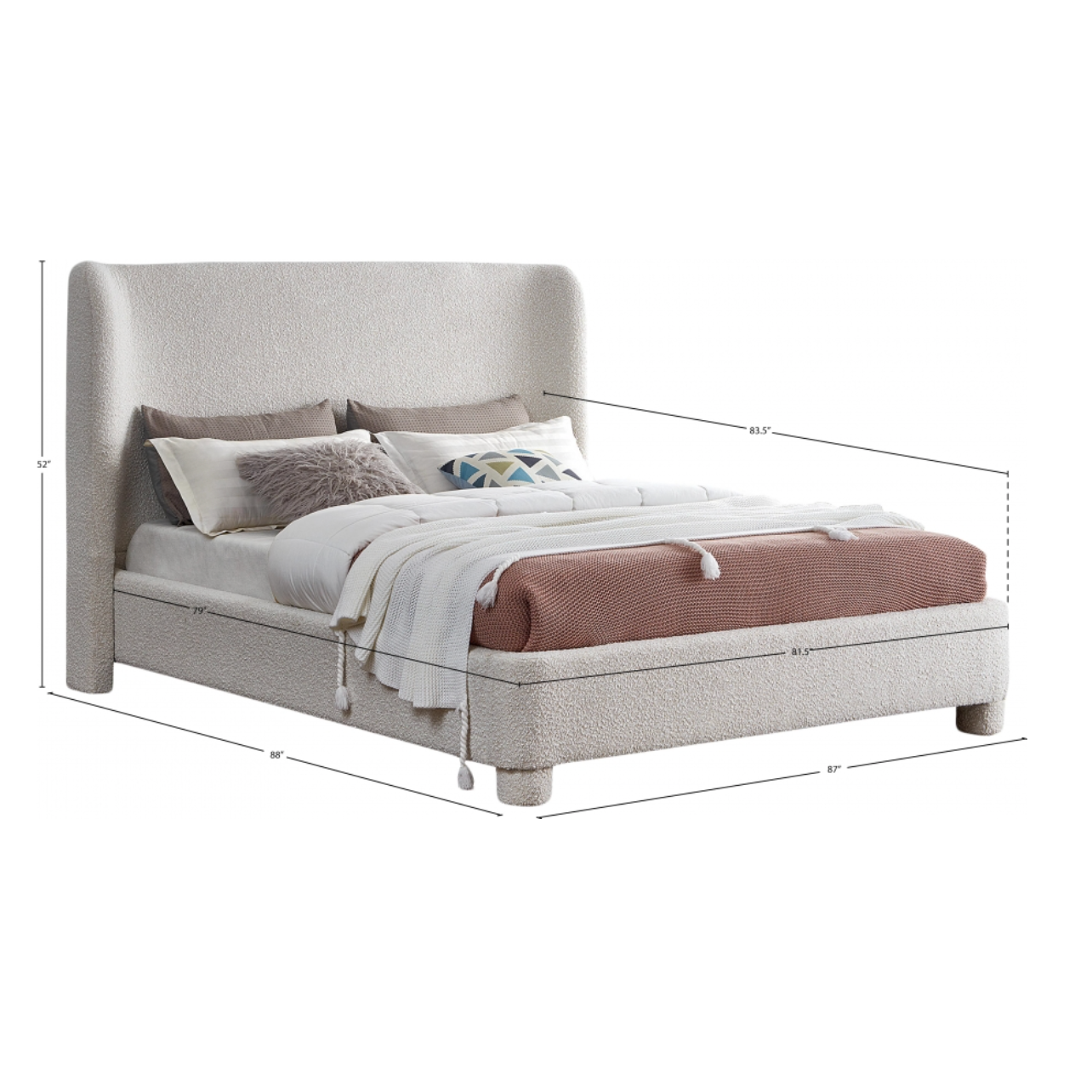 Brandi Boucle Fabric Bed - Cream