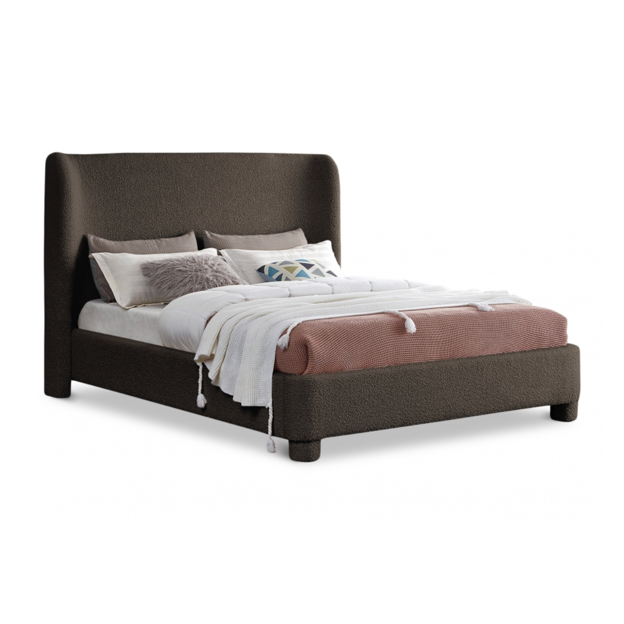Brandi Boucle Fabric Bed - Brown