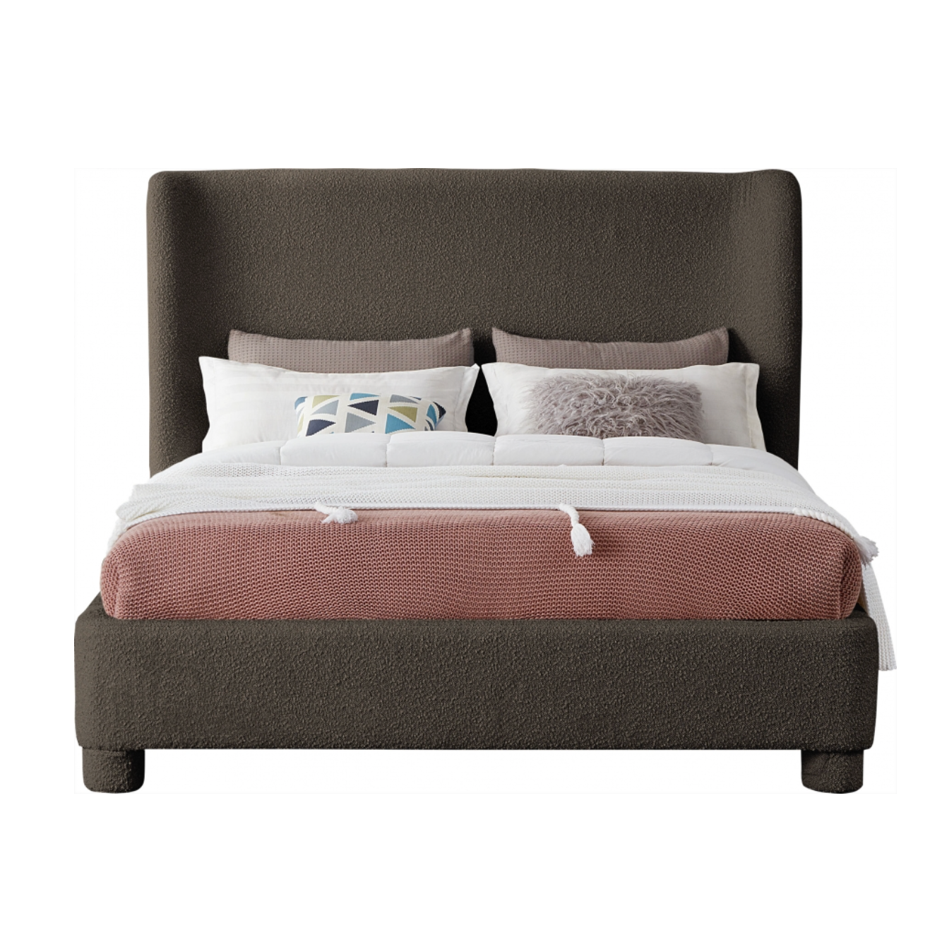 Brandi Boucle Fabric Bed - Brown