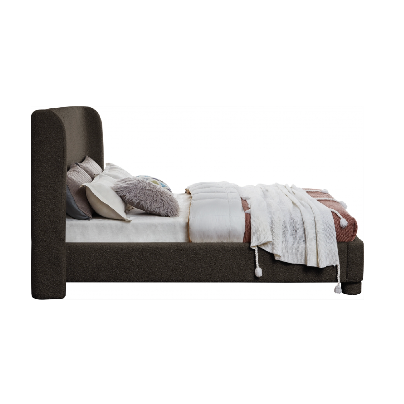 Brandi Boucle Fabric Bed - Brown