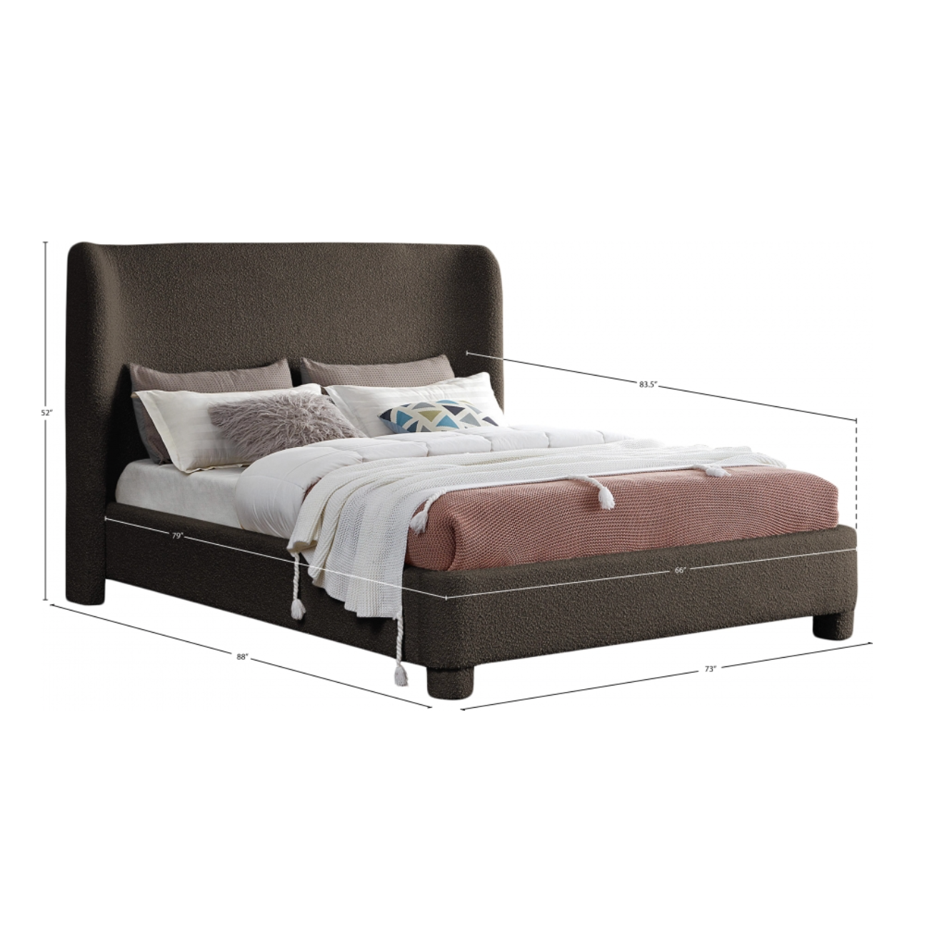 Brandi Boucle Fabric Bed - Brown