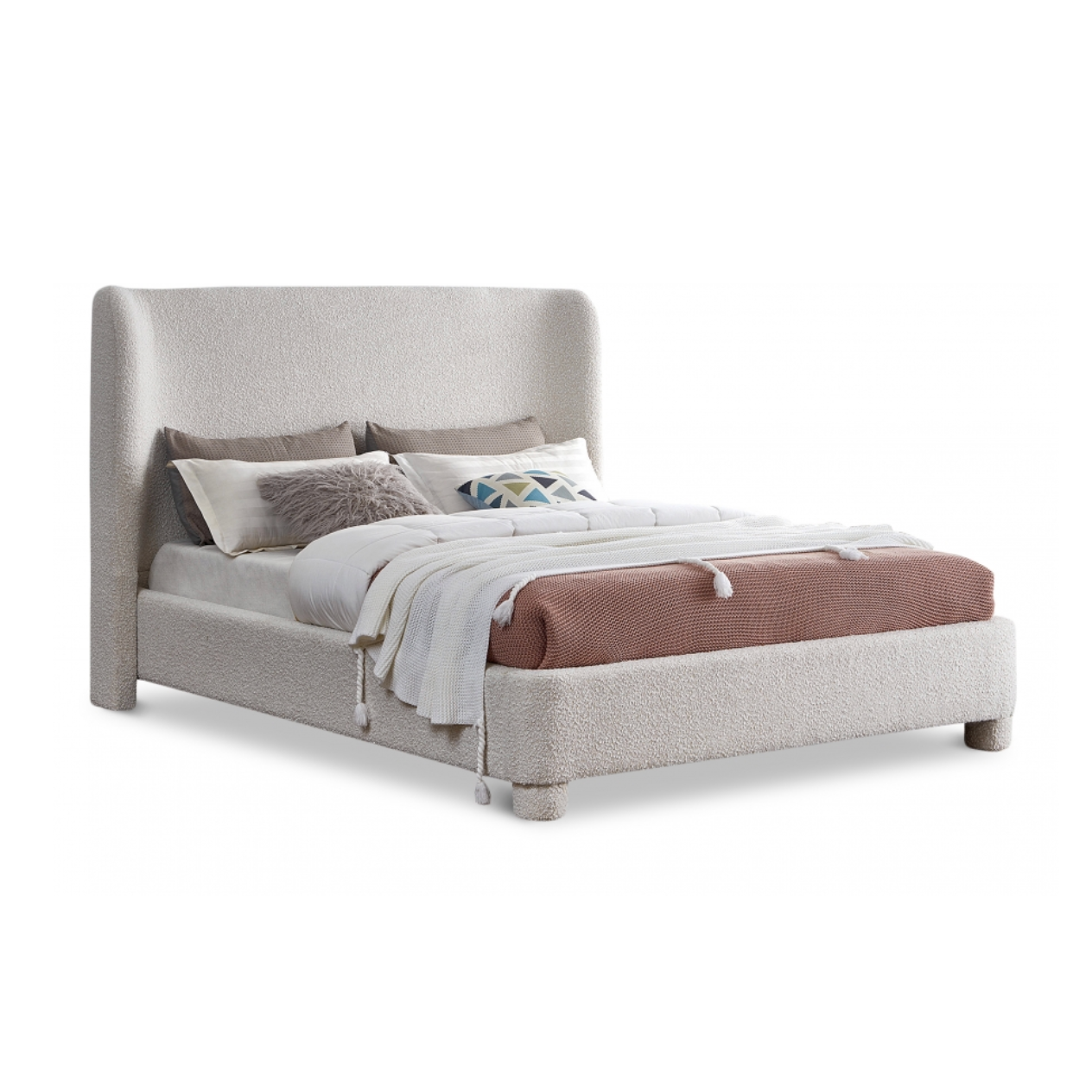 Brandi Boucle Fabric Bed - Cream