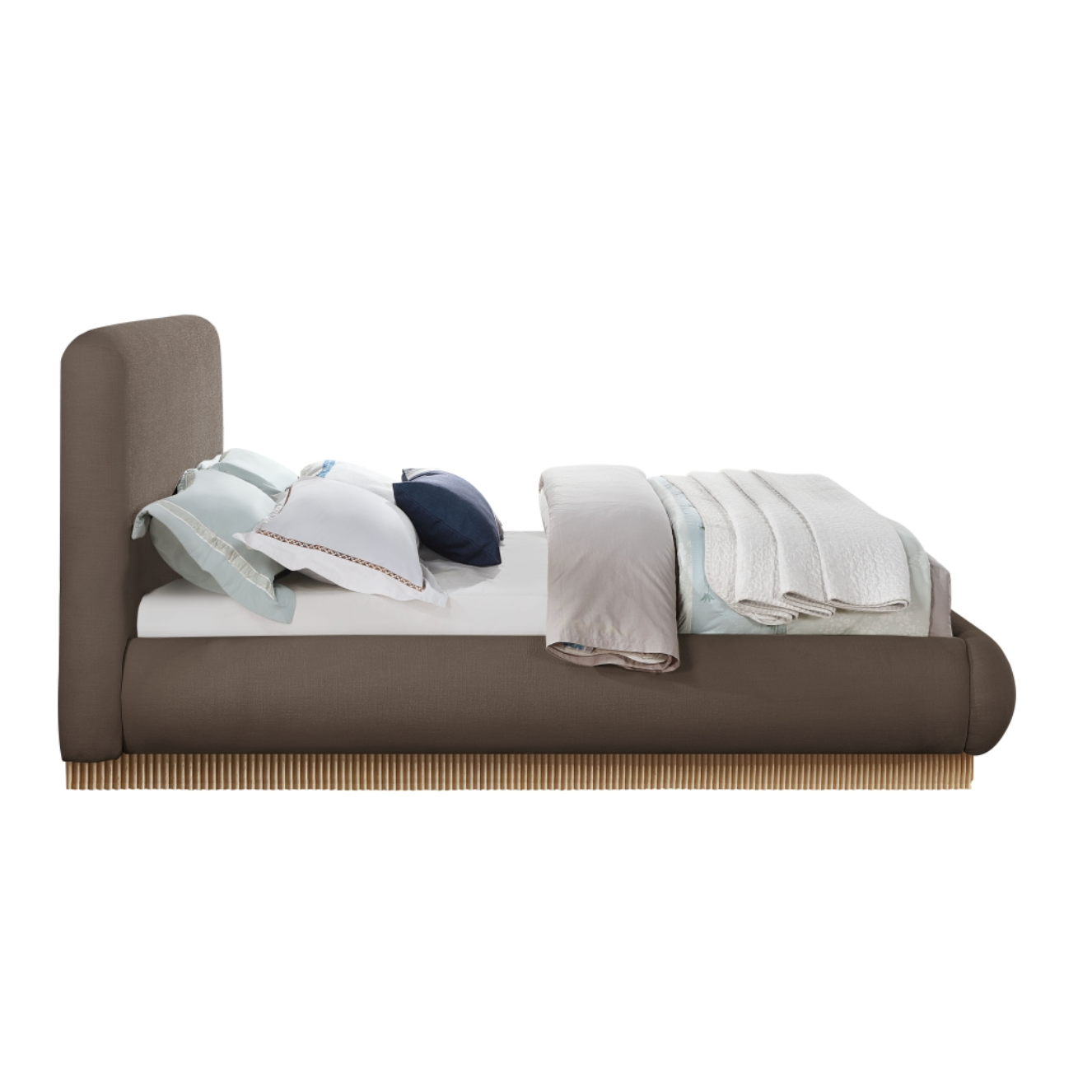 Oswald Linen Textured Fabric Bed - Brown