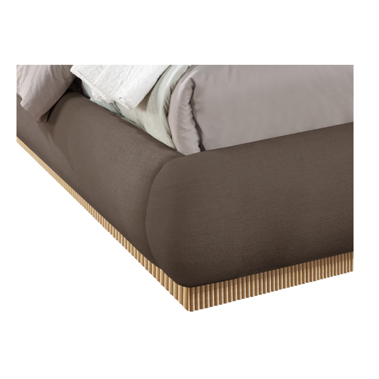 Oswald Linen Textured Fabric Bed - Brown