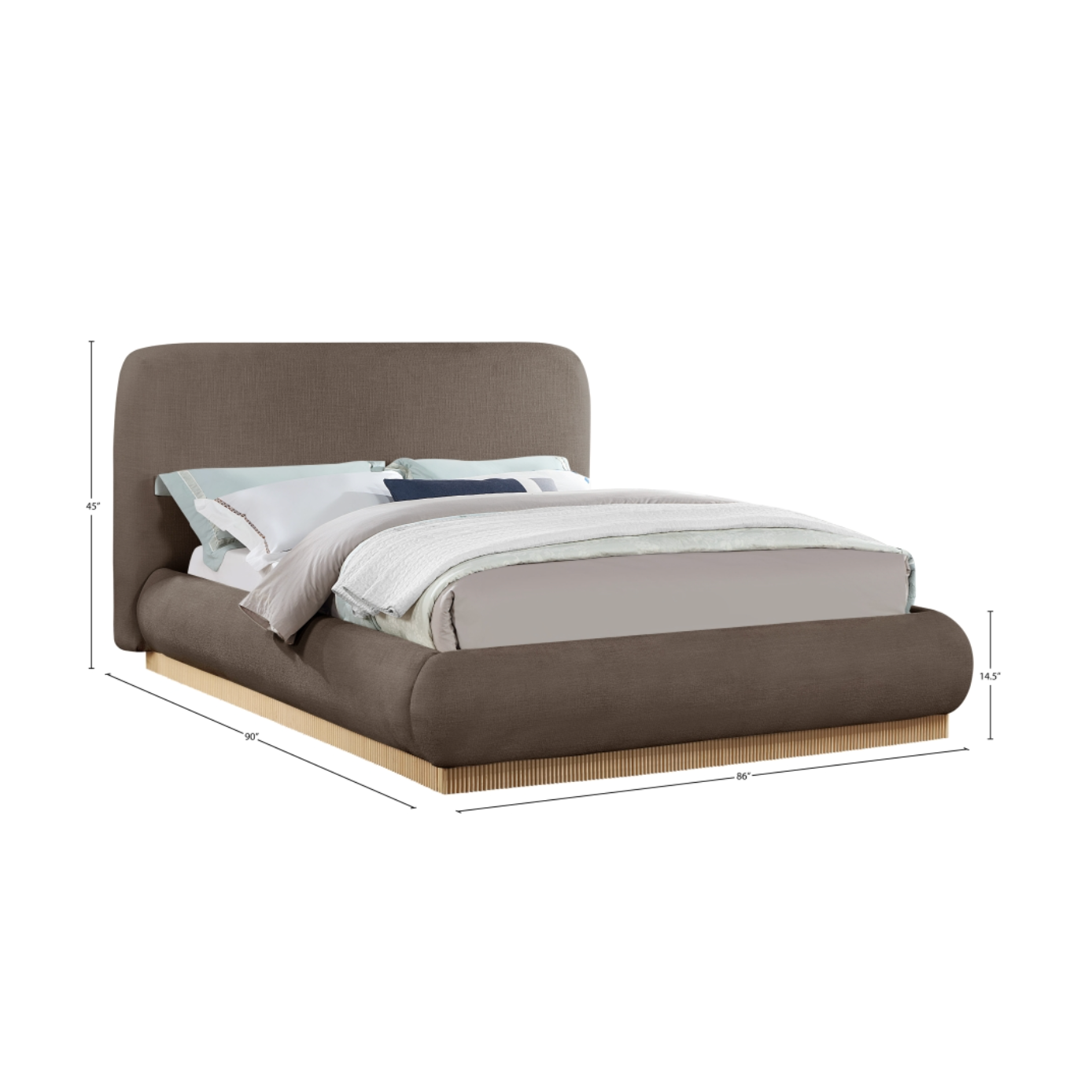 Oswald Linen Textured Fabric Bed - Brown