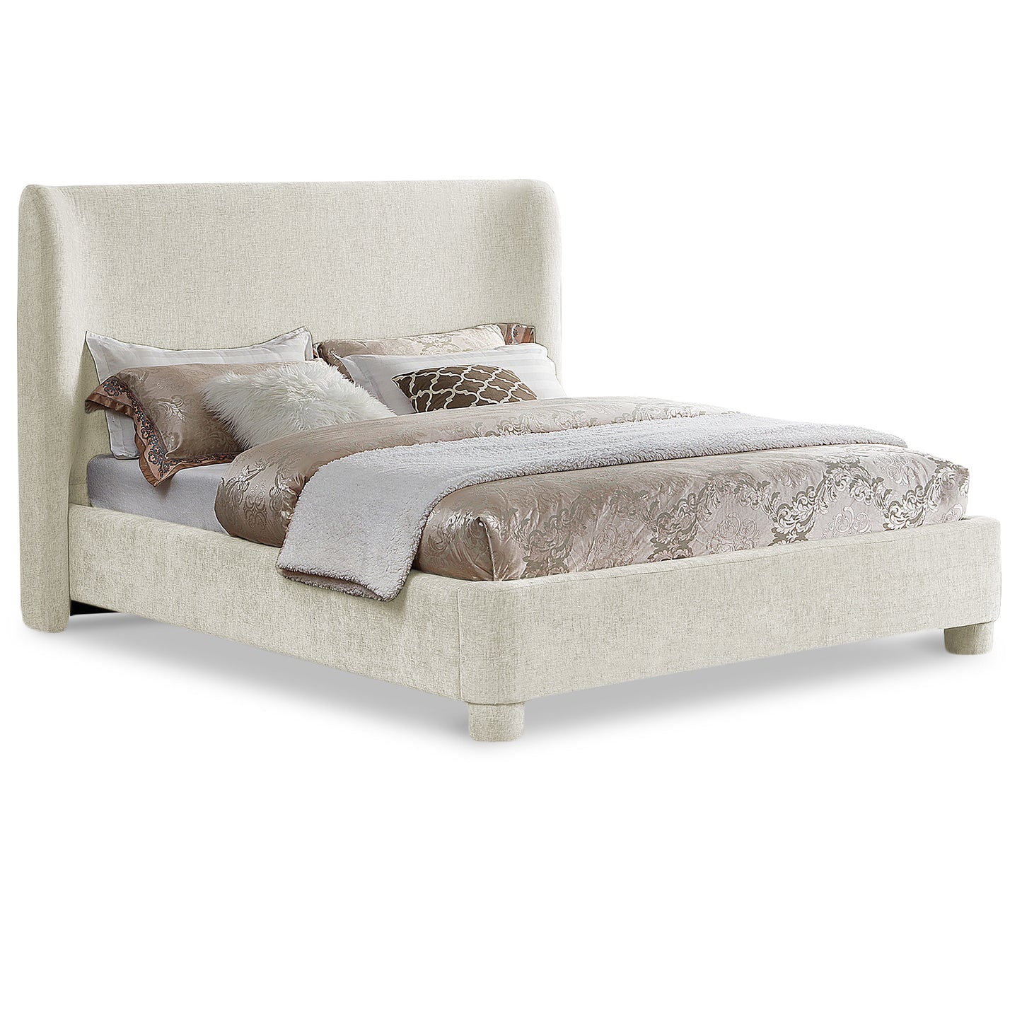 Brandi Chenille Fabric Bed - Cream