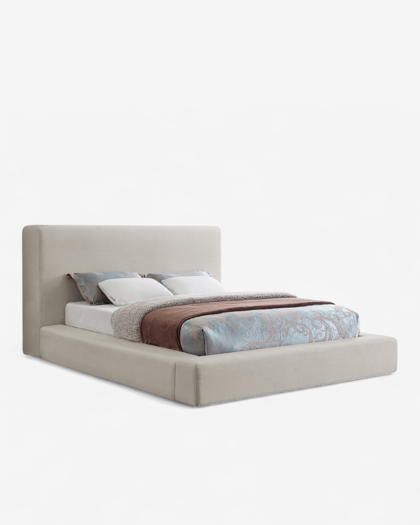 Coby Linen Textured Fabric Bed - Beige