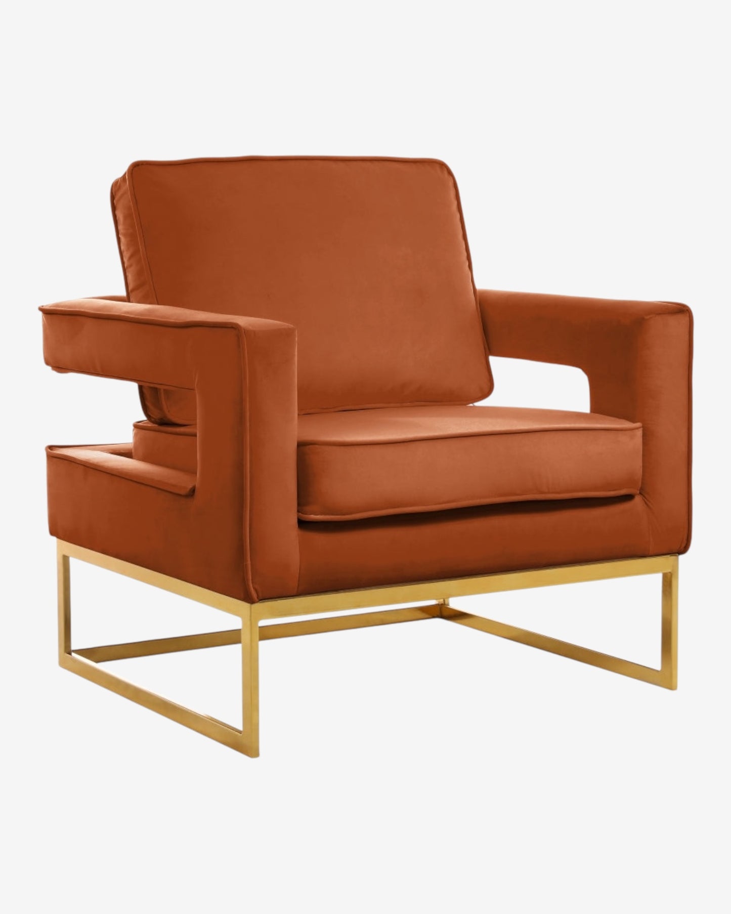Emilia Velvet Accent Chair - Cognac
