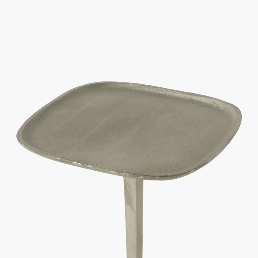 Brenna Drink Table - Antiqued Silver Textured Metal