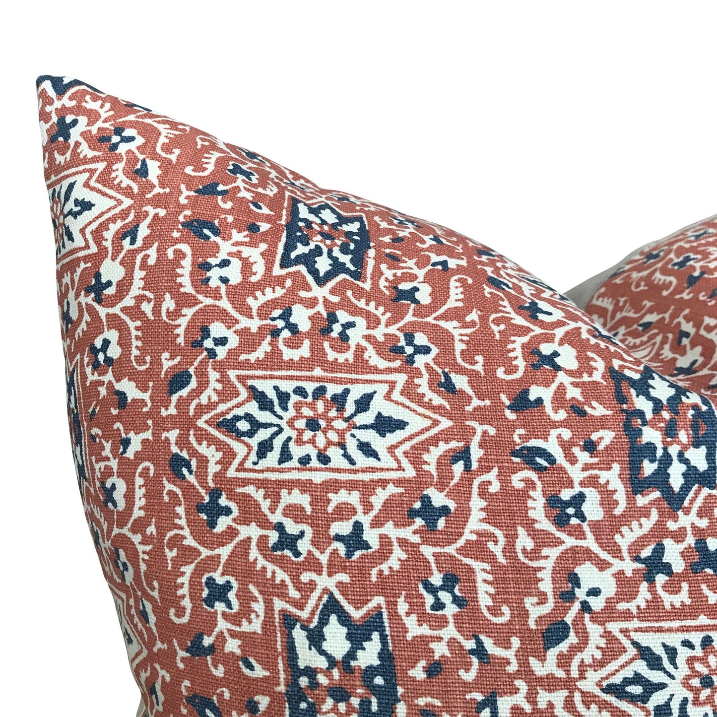 Carolina Irving Cordoba Designer Pillows in Cinnamon/Indigo