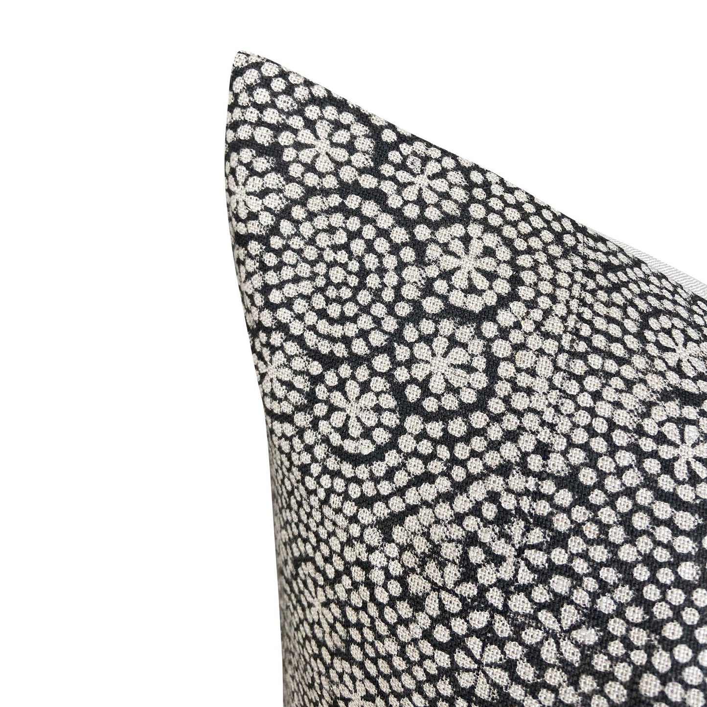 Designer Wisteria in Black Linen Pillow Cover